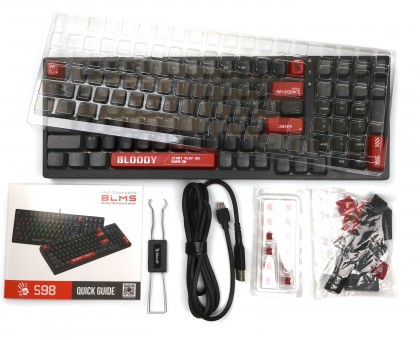 Механічна клавіатура A4Tech Bloody S98 (Bloody Red), червоні світчі, RGB підсвічування клавіш, USB, чорна Механічна клавіатура A4Tech Bloody S98 (Bloody Red), червоні світчі, RGB підсвічування клавіш, USB, чорна