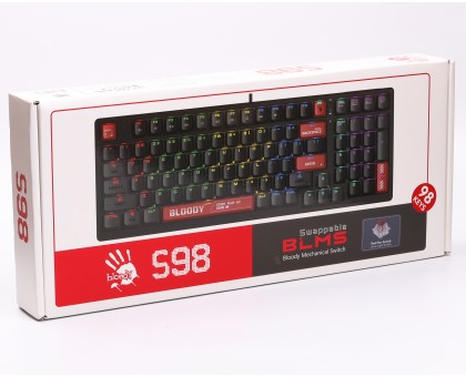 Механічна клавіатура A4Tech Bloody S98 (Bloody Red), червоні світчі, RGB підсвічування клавіш, USB, чорна Механічна клавіатура A4Tech Bloody S98 (Bloody Red), червоні світчі, RGB підсвічування клавіш, USB, чорна