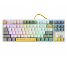 Механічна ігрова клавіатура Bloody S87 (Energy White), червоні світчі, USB, RGB підсвічування, BLMS TKL Switch, біла