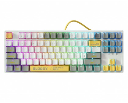Механічна ігрова клавіатура Bloody S87 (Energy White), червоні світчі, USB, RGB підсвічування, BLMS TKL Switch, біла Механічна ігрова клавіатура Bloody S87 (Energy White), червоні світчі, USB, RGB підсвічування, BLMS TKL Switch, біла