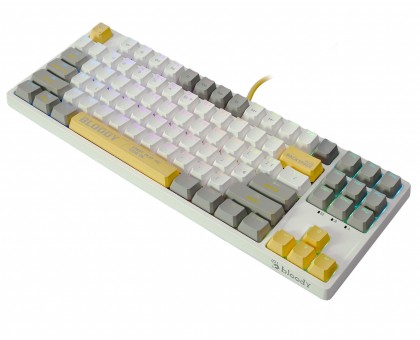 Механічна ігрова клавіатура Bloody S87 (Energy White), червоні світчі, USB, RGB підсвічування, BLMS TKL Switch, біла Механічна ігрова клавіатура Bloody S87 (Energy White), червоні світчі, USB, RGB підсвічування, BLMS TKL Switch, біла