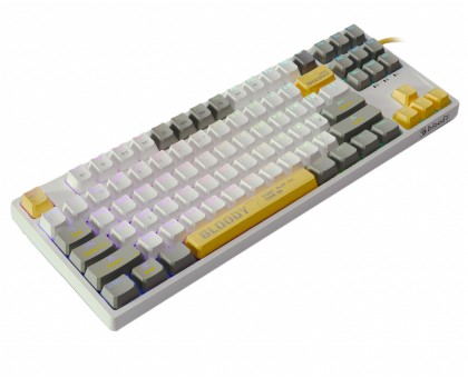 Механічна ігрова клавіатура Bloody S87 (Energy White), червоні світчі, USB, RGB підсвічування, BLMS TKL Switch, біла Механічна ігрова клавіатура Bloody S87 (Energy White), червоні світчі, USB, RGB підсвічування, BLMS TKL Switch, біла