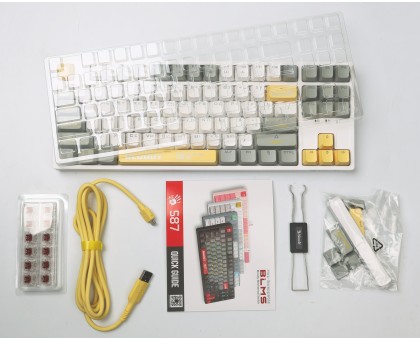 Механічна ігрова клавіатура Bloody S87 (Energy White), червоні світчі, USB, RGB підсвічування, BLMS TKL Switch, біла Механічна ігрова клавіатура Bloody S87 (Energy White), червоні світчі, USB, RGB підсвічування, BLMS TKL Switch, біла