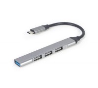 Хаб Gembird UHB-CM-U3P1U2P3-03 Type-C на 4 порти (1xUSB3.1 + 3xUSB2.0), метал, срiбний