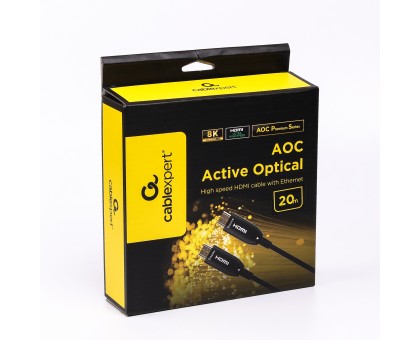 Кабель Cablexpert CCBP-HDMI8K-AOC-20M-EU, (AOC) HDMI V.2.1, 8К 60Гц/4К 144Гц, позолочені конектори, 20 м Кабель Cablexpert CCBP-HDMI8K-AOC-20M-EU, (AOC) HDMI V.2.1, 8К 60Гц/4К 144Гц, позолочені конектори, 20 м