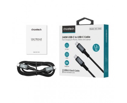 Кабель Choetech XCC-1040, преміум якість USB4 Gen 3, С-папа/C-папа, 2 м. Кабель Choetech XCC-1040, преміум якість USB4 Gen 3, С-папа/C-папа, 2 м.
