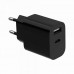 Мережевий зарадний пристрій Gembird TA-UC-2AC12-01-BK, 1xUSB-A+1xUSB-C 5V/2.4A (12W), чорний