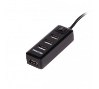 Хаб USB 2.0 Maxxter HU2A-4P-AC-03 Type-A на 4 порти, 5V1A зарядка в комплекті, пластик, чорний
