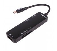 Хаб USB 3.0 Type-C Maxxter HU3C-3PTF-010 Type-С на 3 порти, 1x USB3.0 USB A + 2x USB2.0 USB A + 1x SD card