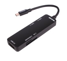 Хаб USB 3.0 Type-C Maxxter HU3C-3PTF-010 Type-С на 3 порти, 1x USB3.0 USB A + 2x USB2.0 USB A + 1x SD card