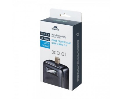 Портативний зарядний пристрій (павербанк) Rivacase RIVAPOWER VA1083 (Black), 30000 mA, PD 65W, з LCD, чорний Портативний зарядний пристрій (павербанк) Rivacase RIVAPOWER VA1083 (Black), 30000 mA, PD 65W, з LCD, чорний