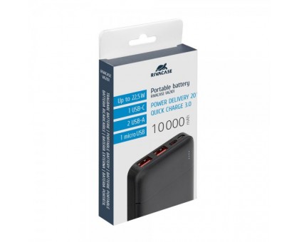 Портативний зарядний пристрій (павербанк) Rivacase RIVAPOWER VA2101 (Black), 10000 mA, QC/PD 22,5 Вт, чорний Портативний зарядний пристрій (павербанк) Rivacase RIVAPOWER VA2101 (Black), 10000 mA, QC/PD 22,5 Вт, чорний