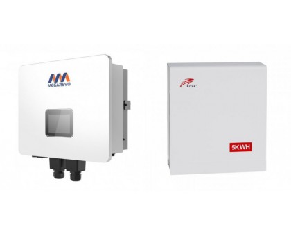 Комплект гібридний сонячний інвертор Megarevo R6KL1D-G2 + батарея Ritar BAT-5KWH-51.2V Комплект гібридний сонячний інвертор Megarevo R6KL1D-G2 + батарея Ritar BAT-5KWH-51.2V