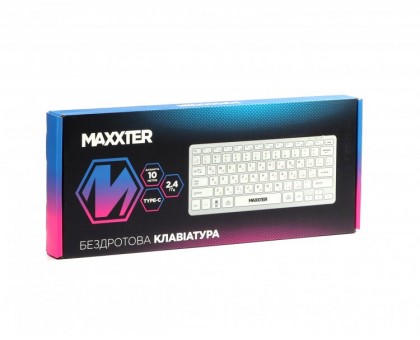 Клавіатура Maxxter KBW-C01S-UA Бездротова міні-клавіатура, з акумулятором, безшумна, срібляста Клавіатура Maxxter KBW-C01S-UA Бездротова міні-клавіатура, з акумулятором, безшумна, срібляста