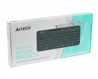 Клавіатура A4Tech FBK36C AS (Black) бездротова (BT + 2.4 ГГц) Fstyler, з акумулятором, quiet key, колір чорний Клавіатура A4Tech FBK36C AS (Black) бездротова (BT + 2.4 ГГц) Fstyler, з акумулятором, quiet key, колір чорний