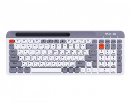 Бездротова клавіатура Maxxter KBW-02G-UA, ножичний механізм, сіра з білим Бездротова клавіатура Maxxter KBW-02G-UA, ножичний механізм, сіра з білим